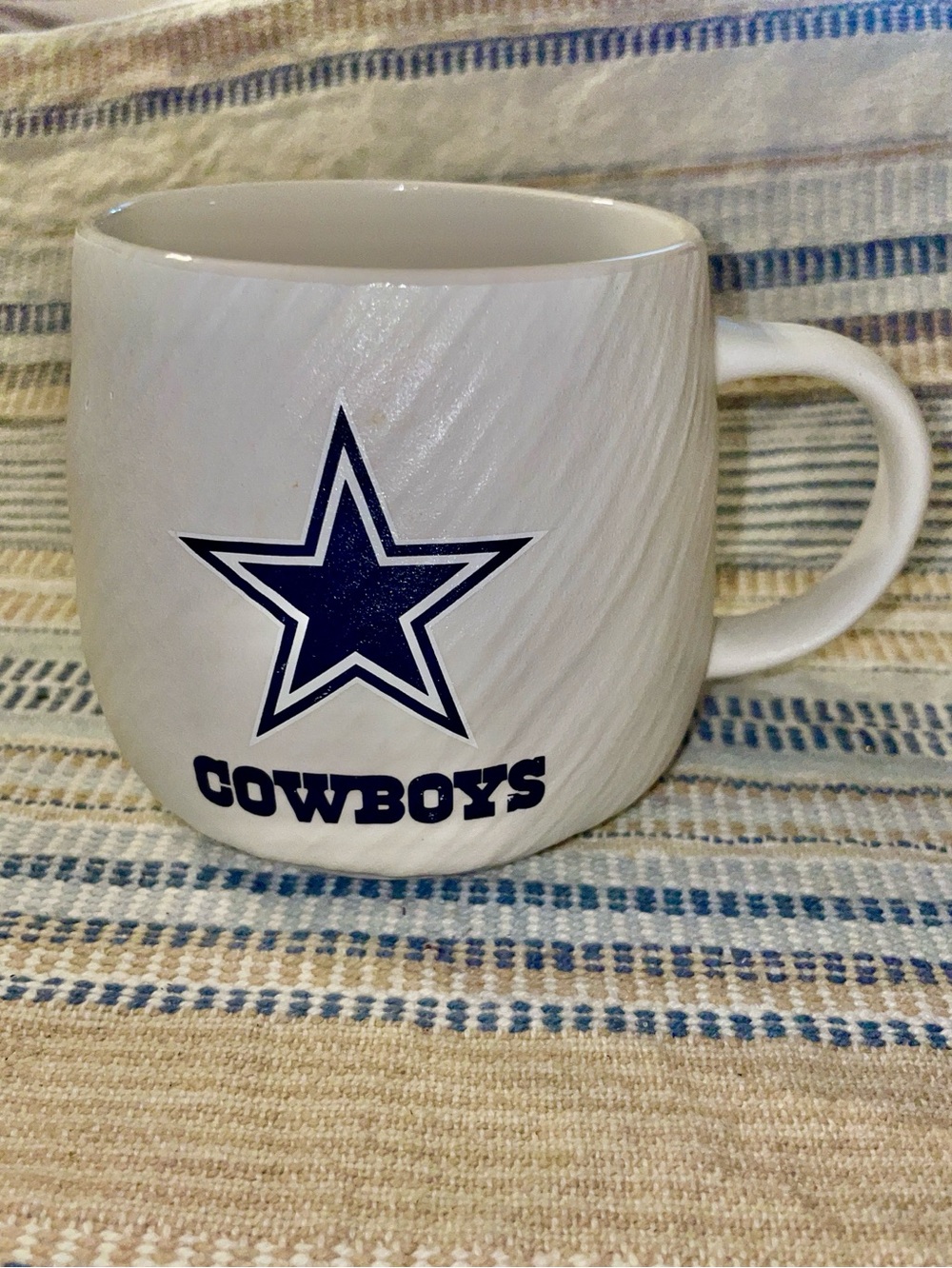NFL Dallas Cowboys White and Navy Marble Mug